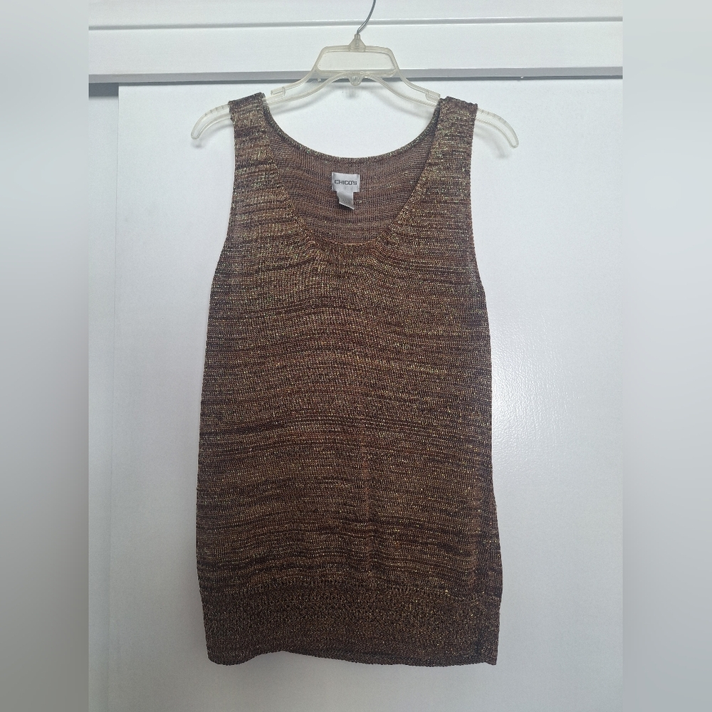 Chico's Metallic Gold Knit Tank Top